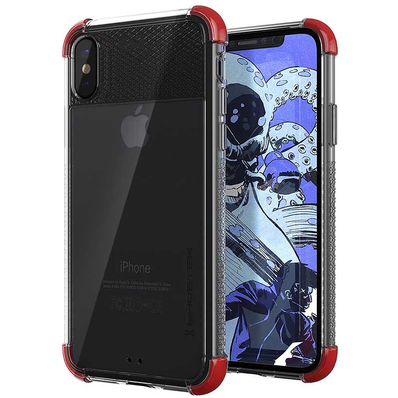 mobiletech-iPhone-X-Slim-Clear-Case-Ghostek-Covert-2-Series-Ultra-Thin-Shockproof-Protection-Red